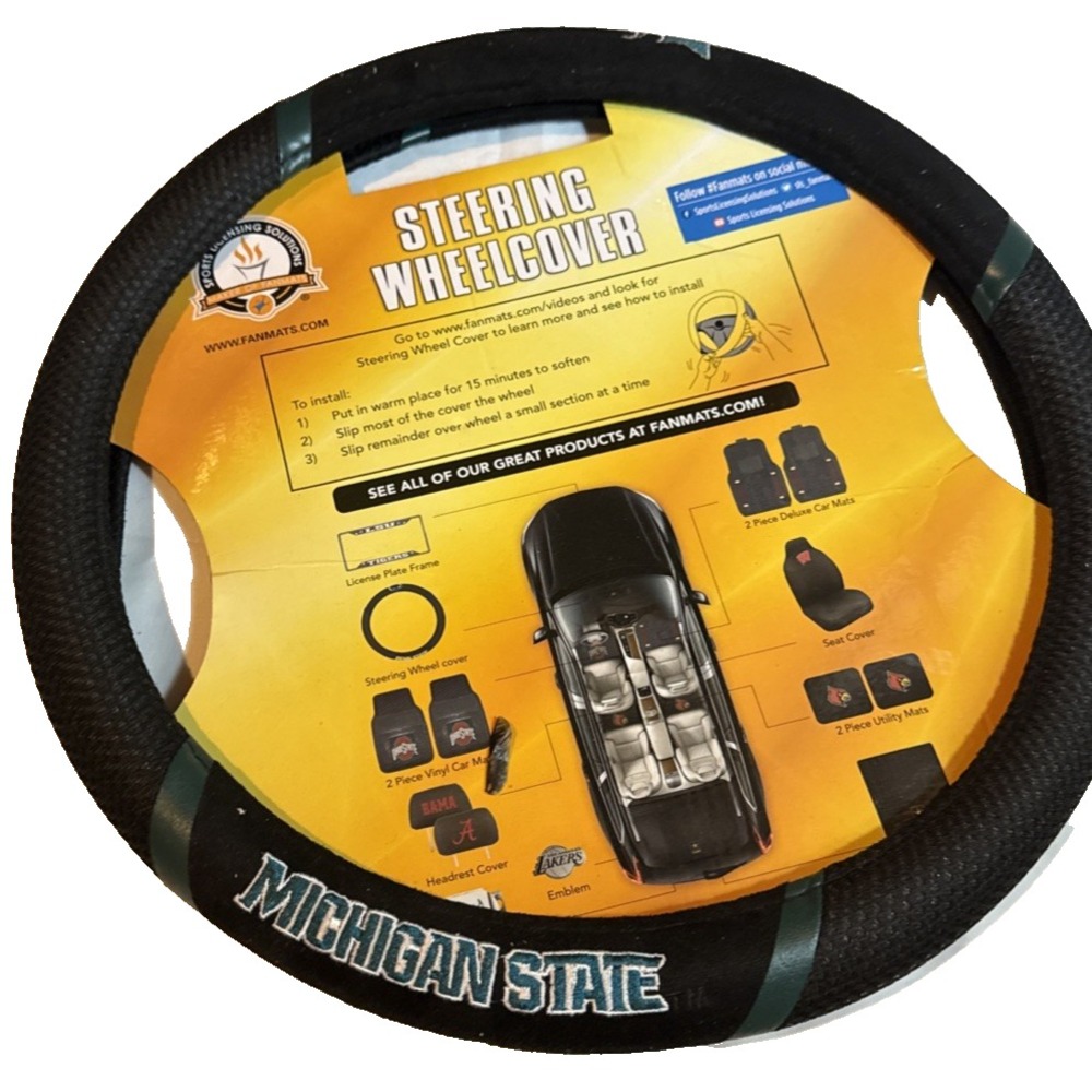 Officially Licensed Michigan State Steering Wheel Cover - NEW